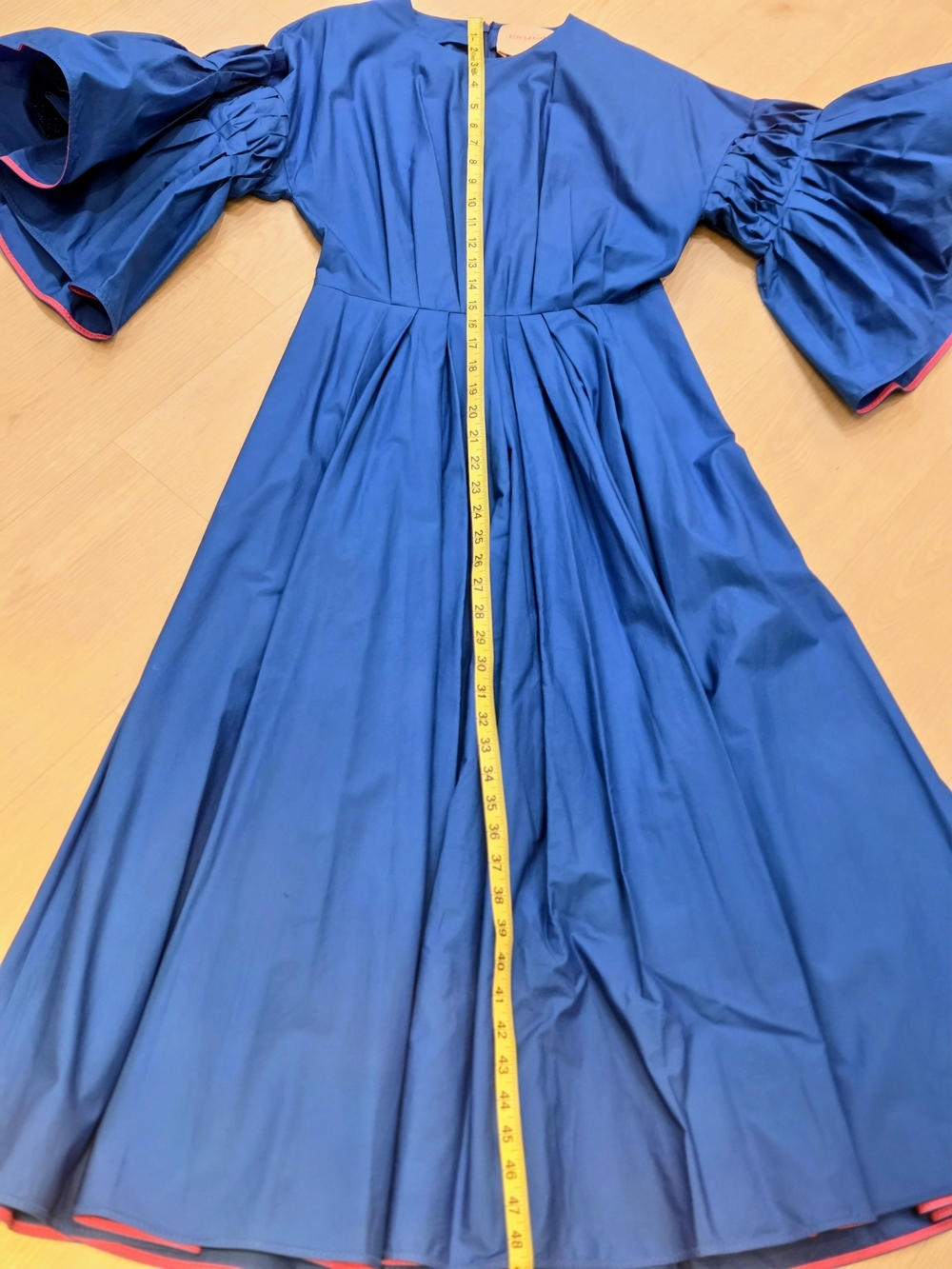 Roksanda Cobalt Blue Pleated w/ Pink Trim | N Bell-Sleeve NWT Midi Dress Size 4 - Picture 15 of 16